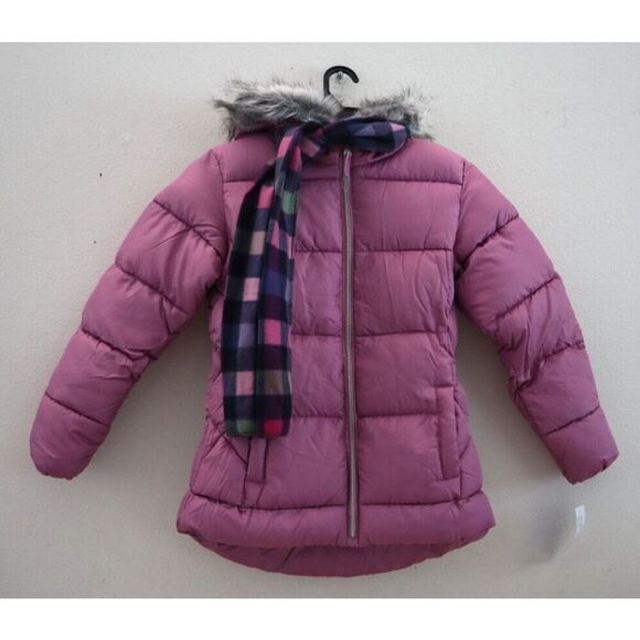 S Rothschild & Co Girl's Sz XL (16) Rose Purple Quilted Puffer Coat w/Scarf - Picture 1 of 11